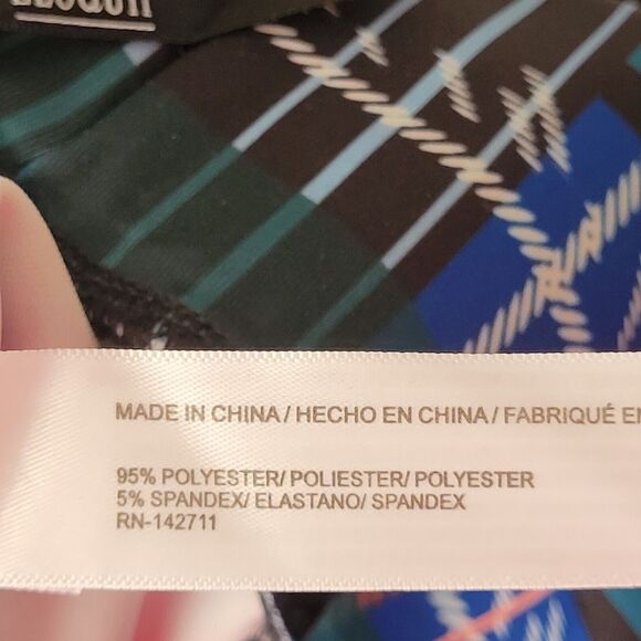 Eloquii Womens Neoprene Pencil Skirt Plus Size 16 Green Blue Plaid Scuba Knit - Picture 7 of 11